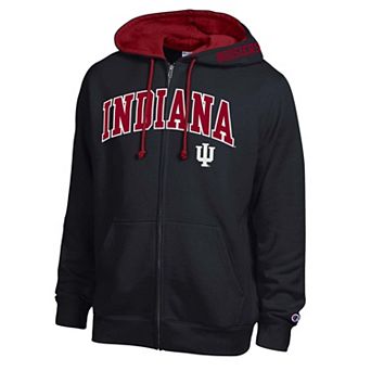 Men's Champion Black Indiana Hoosiers Arch Logo Full-Zip Fleece Hoodie