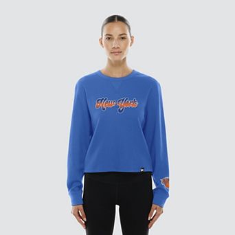 Women's New Era Blue New York Knicks Micro Thermal Long Sleeve T-Shirt