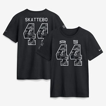 Men's Nike Cam Skattebo Black New York Giants 2026 Salute to Service Name & Number T-Shirt