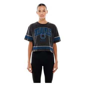 Women's New Era Black Indianapolis Colts Lifestyle Mineral Wash Boxy Cropped T-Shirt