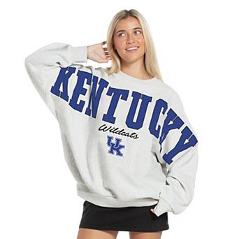 Women's Pressbox Heather Gray Kentucky Wildcats Flannigan Oversized Fleece Sweatshirt