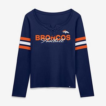 Women's Fanatics Navy Denver Broncos Team First Coverage Scheme Lace-Up Long Sleeve T-Shirt