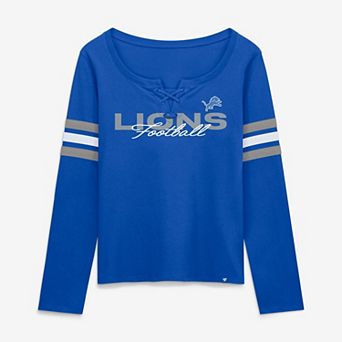 Women's Fanatics Blue Detroit Lions Team First Coverage Scheme Lace-Up Long Sleeve T-Shirt