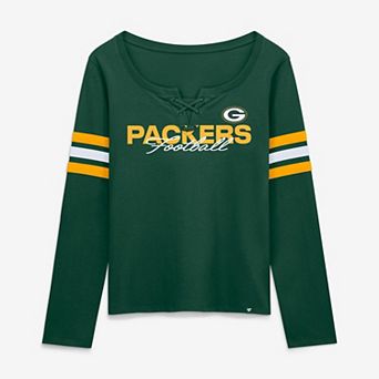 Women's Fanatics Green Green Bay Packers Team First Coverage Scheme Lace-Up Long Sleeve T-Shirt