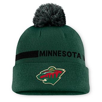 Men's Fanatics Green Minnesota Wild Authentic Pro Rink Cuffed Knit Hat with Pom