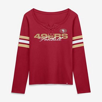 Women's Fanatics Scarlet San Francisco 49ers Team First Coverage Scheme Lace-Up Long Sleeve T-Shirt