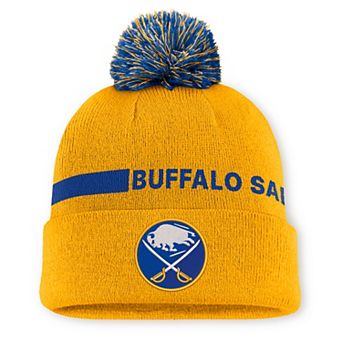 Men's Fanatics Gold Buffalo Sabres Authentic Pro Rink Cuffed Knit Hat with Pom