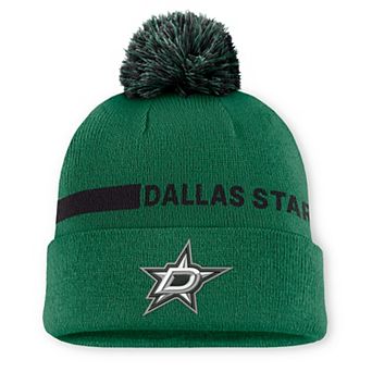 Men's Fanatics Kelly Green Dallas Stars Authentic Pro Rink Cuffed Knit Hat with Pom