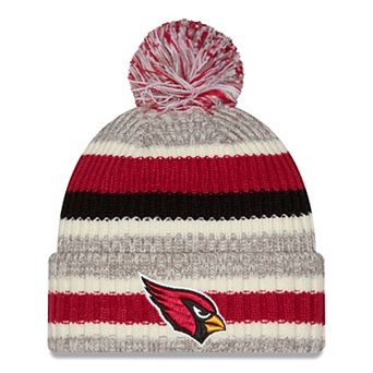 Girls Youth New Era Cardinal/Beige Arizona Cardinals Stripe Cuffed Knit Hat with Pom