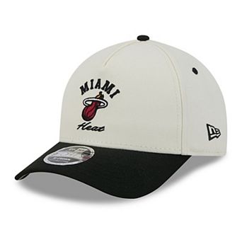 Men's New Era White/Black Miami Heat Arch 9FORTY A-Frame M-Crown Adjustable Hat
