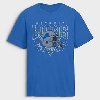 Men's Fanatics Blue Detroit Lions Old Fashion Rushing Legacy Cotton T-Shirt