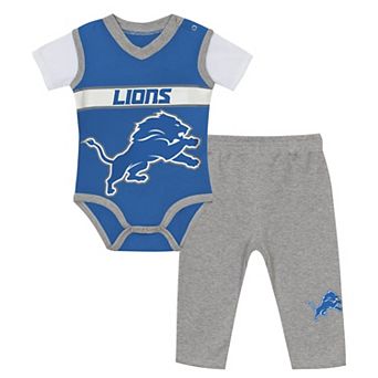 Infant Outerstuff Blue/Heather Gray Detroit Lions Two-Piece Jersey Bodysuit & Pants Set
