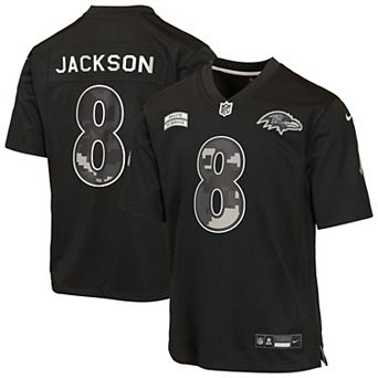 Youth Nike Lamar Jackson Black Baltimore Ravens 2026 Salute to Service Game Jersey