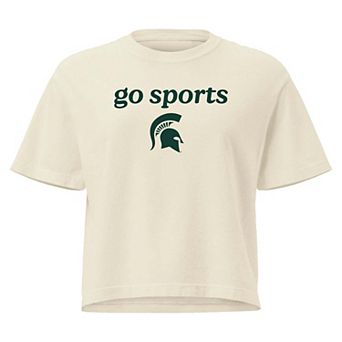 Women's Comfort Colors Cream Michigan State Spartans Go Sports Cropped T-Shirt
