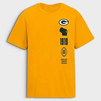Men's Fanatics Gold Green Bay Packers Breaking Tackles Legacy Cotton T-Shirt
