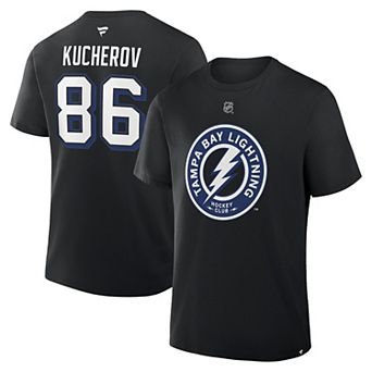 Men's Fanatics Nikita Kucherov Black Tampa Bay Lightning Authentic Stack Name & Number T-Shirt