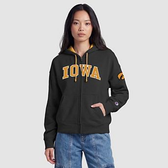 Women's Champion Black Iowa Hawkeyes Arch Full-Zip Fleece Hoodie