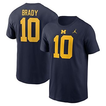 Men's Nike Tom Brady Navy Michigan Wolverines Name & Number T-Shirt