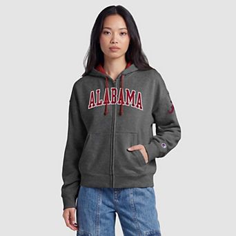 Women's Champion Heather Gray Alabama Crimson Tide Arch Full-Zip Fleece Hoodie