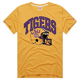 Unisex Homage Gold LSU Tigers Retro Helmet Tri-Blend T-Shirt