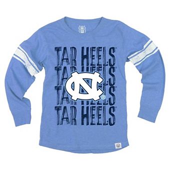 Youth Wes & Willy Blue North Carolina Tar Heels Long Sleeve Football Jersey T-Shirt