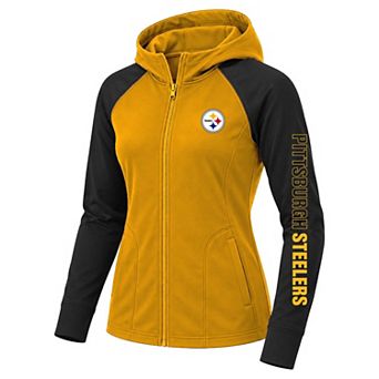 Women's Fanatics Gold/Black Pittsburgh Steelers Plus Size Cornerback Blitz Full-Zip Hoodie