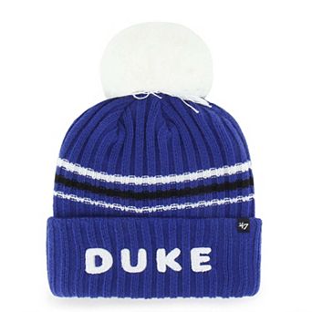 Women's '47 Royal Duke Blue Devils Seasonal Fuzzy Script Big Pom Knit Hat