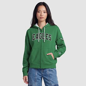 Women's Champion Kelly Green Philadelphia Eagles Contrast Liner Full-Zip Hoodie