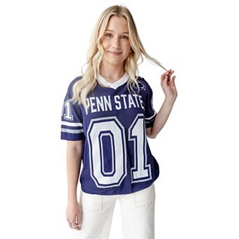Women's Gameday Social Navy Penn State Nittany Lions Knit Football Jersey Sweater
