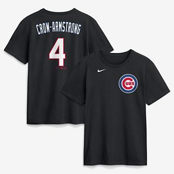 Men's Nike Pete Crow-Armstrong Black Chicago Cubs Name & Number T-Shirt