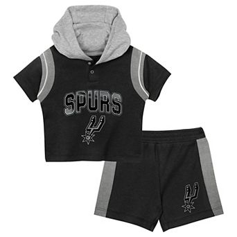 Preschool Outerstuff Black San Antonio Spurs Get Back Short Sleeve Hoodie & Shorts Two-Pack Set