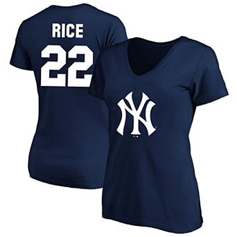 Women's Fanatics Ben Rice Navy New York Yankees Plus Size Name & Number V-Neck T-Shirt
