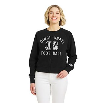 Women's WEAR by Erin Andrews Black Cincinnati Bengals Heathered Crew Cardigan Sweater