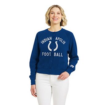 Women's WEAR by Erin Andrews Royal Indianapolis Colts Heathered Crew Cardigan Sweater