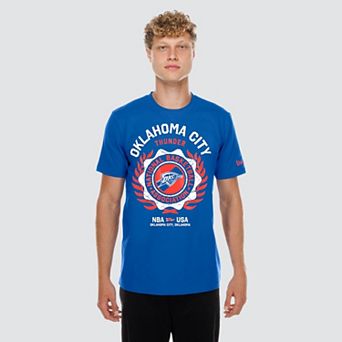 Men's New Era Blue Oklahoma City Thunder Laurel Crest Flocking T-Shirt