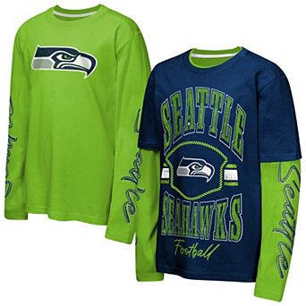 Youth Outerstuff College Navy/Neon Green Seattle Seahawks Motion Combo Set