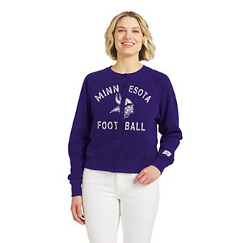 Women's WEAR by Erin Andrews Purple Minnesota Vikings Heathered Crew Cardigan Sweater