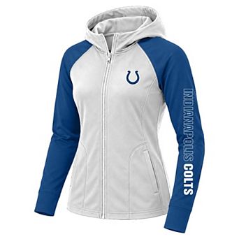 Women's Fanatics White/Royal Indianapolis Colts Plus Size Cornerback Blitz Full-Zip Hoodie