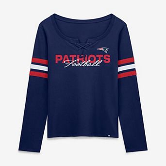Women's Fanatics Navy New England Patriots Team First Coverage Scheme Lace-Up Long Sleeve T-Shirt