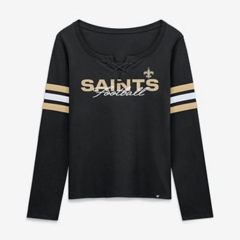 Women's Fanatics Black New Orleans Saints Team First Coverage Scheme Lace-Up Long Sleeve T-Shirt