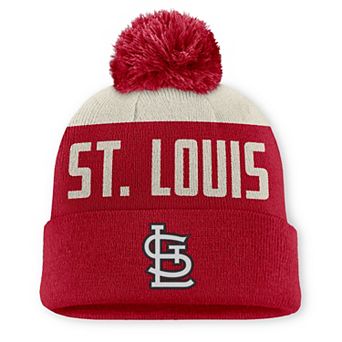 Men's Nike White/Red St. Louis Cardinals Peak Standard Cuffed Knit Hat with Pom