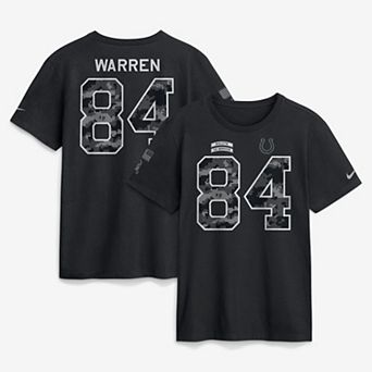 Men's Nike Tyler Warren Black Indianapolis Colts 2026 Salute to Service Name & Number T-Shirt