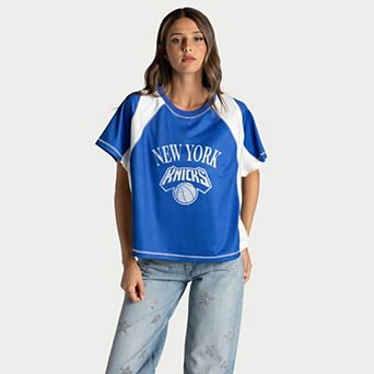 Women's The Wild Collective Blue New York Knicks Contrast Mesh Raglan Top