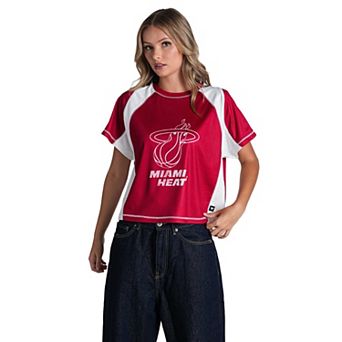 Women's The Wild Collective Red Miami Heat Contrast Mesh Raglan Top
