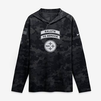 Men's Nike Black Pittsburgh Steelers 2026 Salute to Service Sideline Lightweight Hooded Dri-FIT Long Sleeve Top