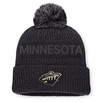 Men's Fanatics Charcoal Minnesota Wild Road Phantom Cuffed Knit Hat with Pom