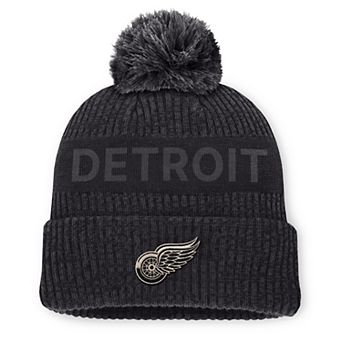 Men's Fanatics Charcoal Detroit Red Wings Road Phantom Cuffed Knit Hat with Pom