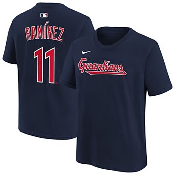 Youth Nike Jos̩ Ram _rez Navy Cleveland Guardians Name & Number T-Shirt
