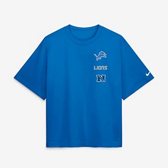 Women's Nike Blue Detroit Lions Primetime Premium Essential Loose Fit Boxy T-Shirt