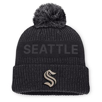 Men's Fanatics Charcoal Seattle Kraken Road Phantom Cuffed Knit Hat with Pom